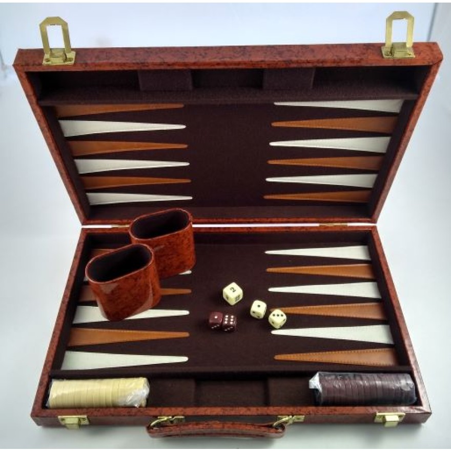 Backgammon Koffer braun 38 24 cm, Einzelstück, verkauft, denkspiele24.de