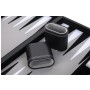 Backgammon Koffer Exklusiv grau/schwarz/weiß 38 x 24 cm