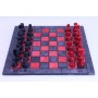 Schachspiel - Alabaster anthrazit/rot